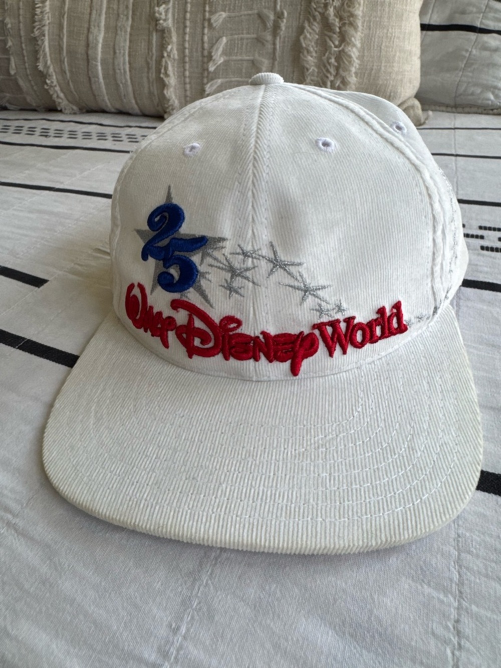 Disney Kids White Cap with Red Script and Blue '25'